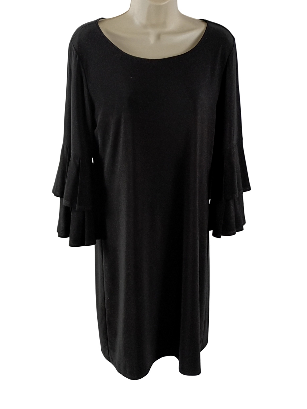 Laundry By Shelli Segal Black Tiered-Sleeve Shift Dress